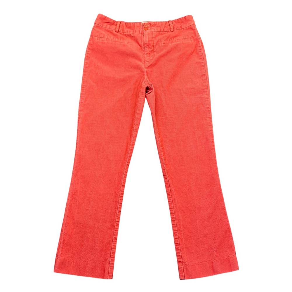 Anthropologie Essential Collection Coral Red Corduroy Pants Size 6 Cropped Flare